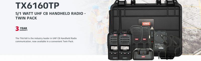 GME TX6160TP 5/1 Watt UHF CB Handheld Radio - Twin Traffic Control Pack